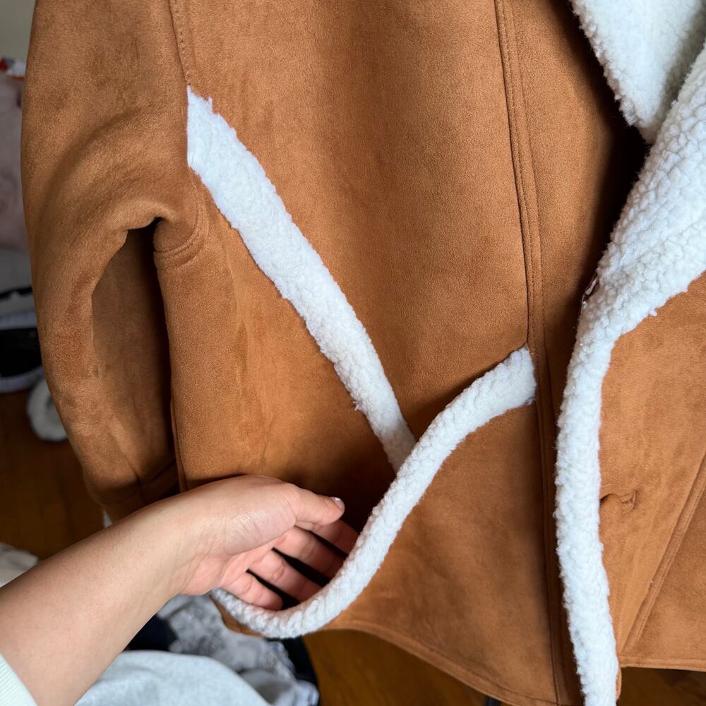 Mother The Brrly Coat Wash Staying In Size Large Brown White Warm Coat Luxury - Picture 15 of 16